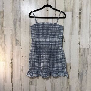 Wild Fable Blue and White Ruffled Spaghetti Strap Mini Dress